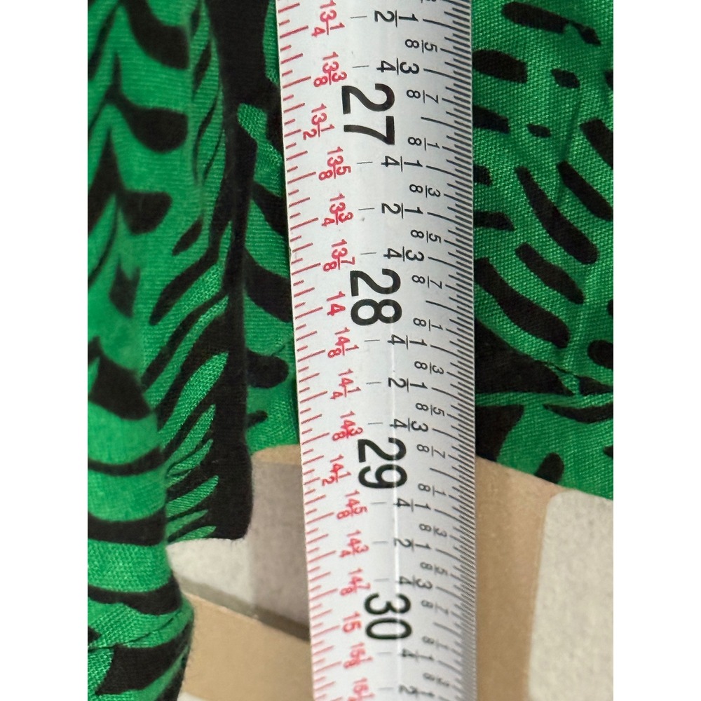 Hula Bay Green Black Tropical Palm Print Smocked Off Shoulder Top Large L-13 - Picture 5 of 6